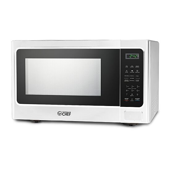 COMMERCIAL CHEF 1.3 Cu. Ft. Countertop Microwave with Digital Display White Microwave & 10 Power Levels