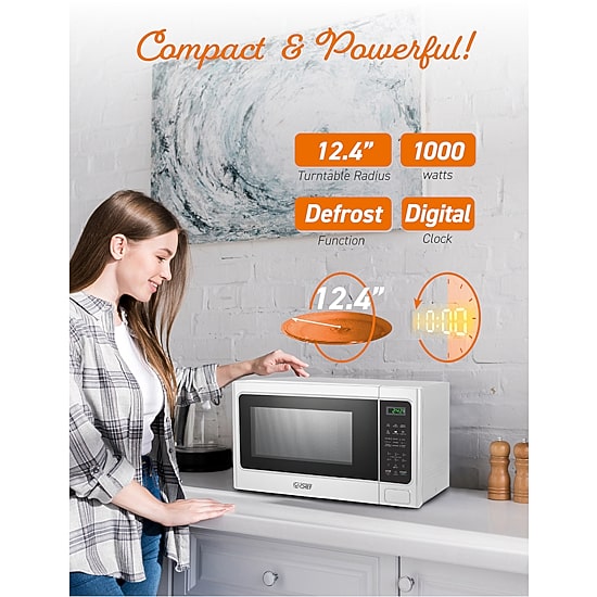 COMMERCIAL CHEF 1.3 Cu. Ft. Countertop Microwave with Digital Display White Microwave & 10 Power Levels
