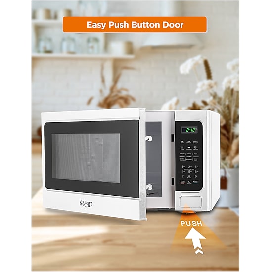 COMMERCIAL CHEF 1.3 Cu. Ft. Countertop Microwave with Digital Display White Microwave & 10 Power Levels