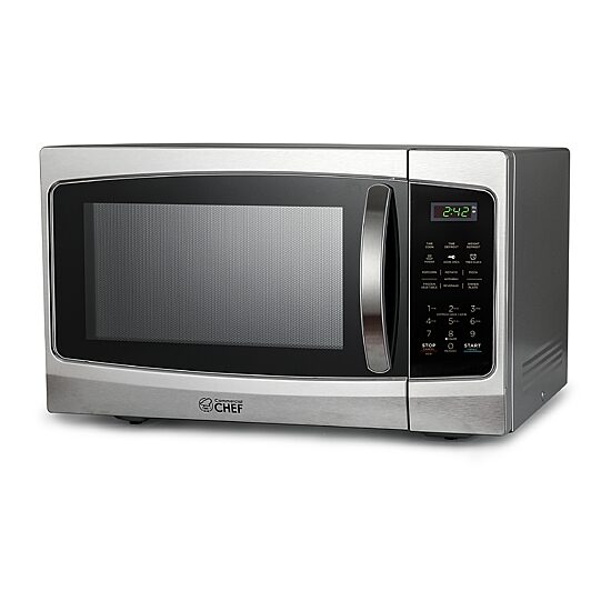 COMMERCIAL CHEF 1.3 Cu. Ft. Countertop Stainless Steel Microwave with Digital Display & 10 Power Levels