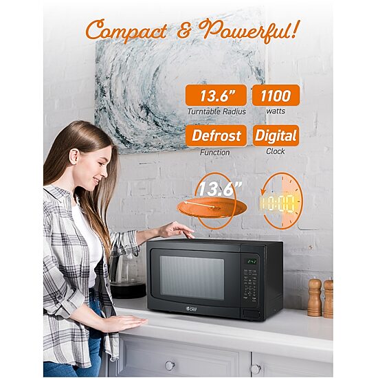COMMERCIAL CHEF 1.6 Cu. Ft. Countertop Microwave with Touch Controls & Digital Display & 10 Power Levels