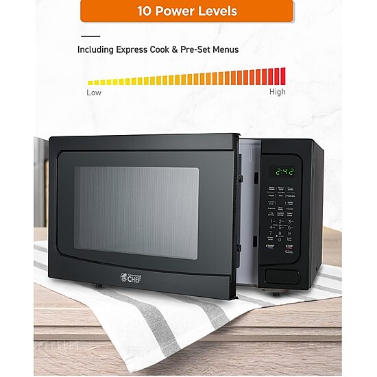 COMMERCIAL CHEF 1.6 Cu. Ft. Countertop Microwave with Touch Controls & Digital Display & 10 Power Levels