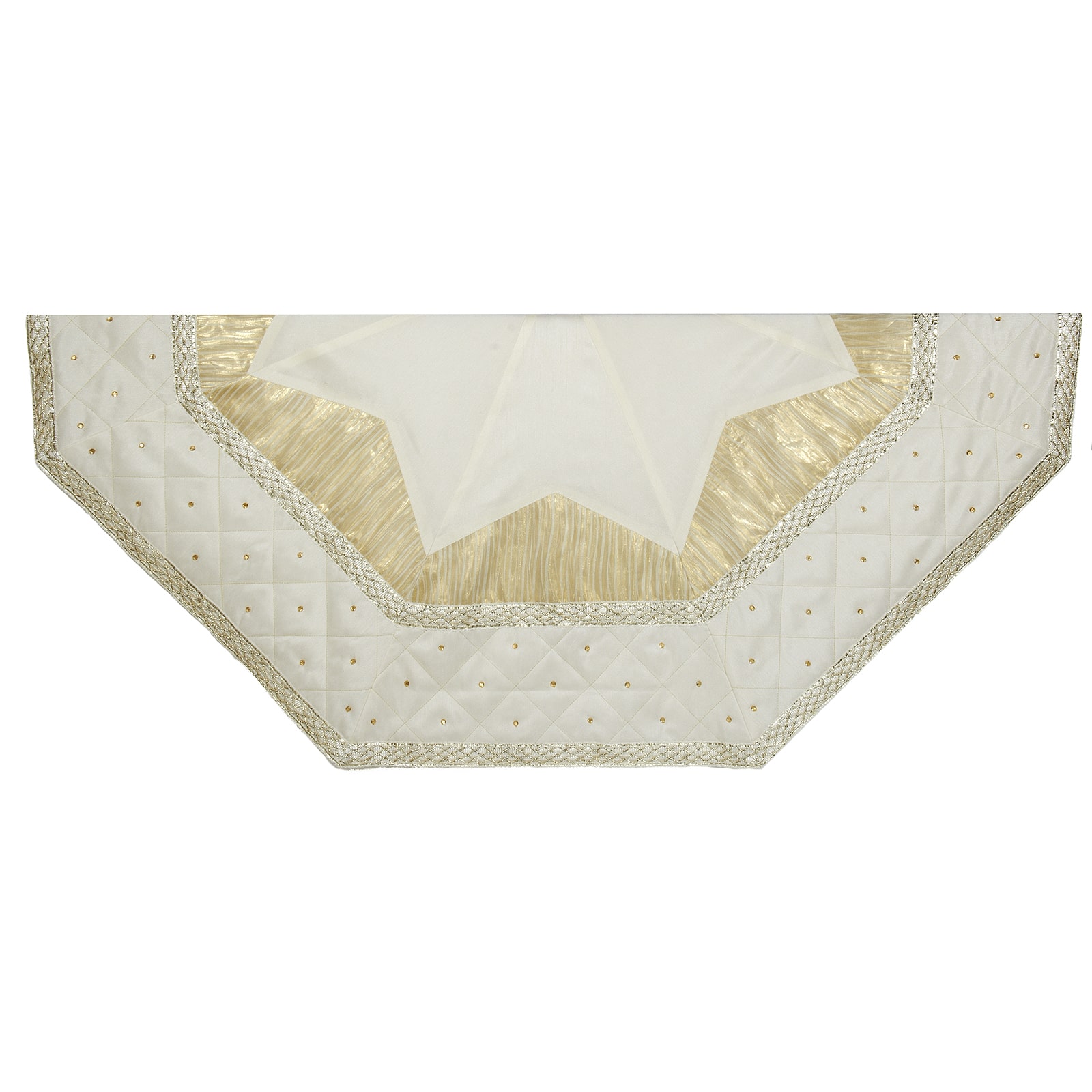 Kurt Adler 52" Ivory With Quilted Border Tree Skirt