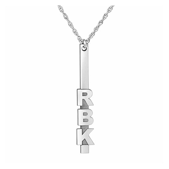 Personalized Initials Vertical Bar Pendant Necklace