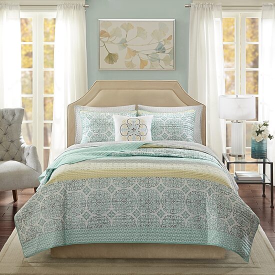 Madison Park Essentials Nova Complete Quilt Set With Cotton Bed Sheets