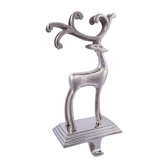 Kurt Adler Silver Reindeer Stocking Hanger Christmas Tabletop Decor