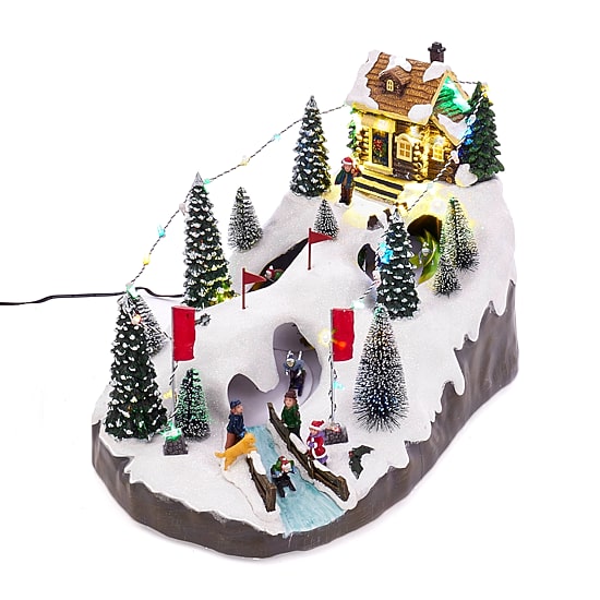 Kurt Adler Led Christmas Skiing Village Christmas Figurine