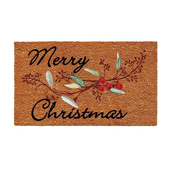 Calloway Mills Merry Christmas Berries Outdoor Rectangular Doormat