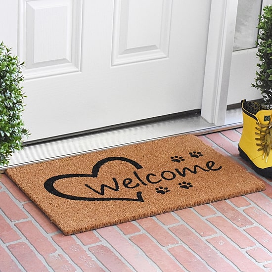 Calloway Mills Open Heart Paws Outdoor Rectangular Doormat