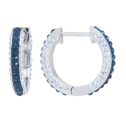 Sparkle Allure Womens Crystal 20mm Hoop Earrings, One Size, Blue