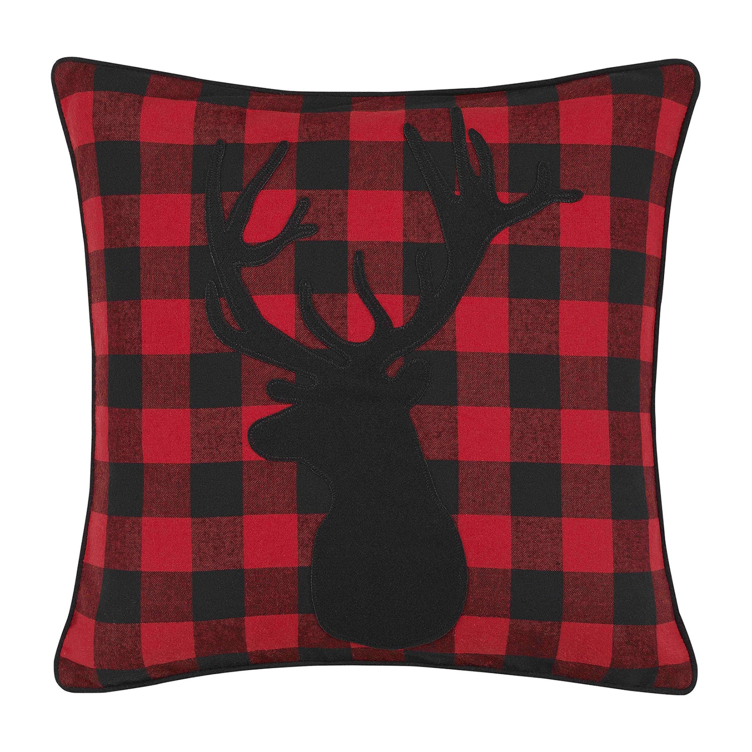 Eddie Bauer Cabin Plaid Stag Head Square Throw Pillow