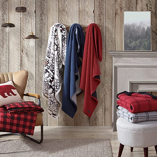 Eddie Bauer Cabin Plaid Stag Head Square Throw Pillow
