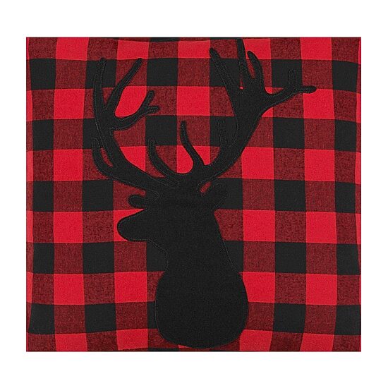 Eddie Bauer Cabin Plaid Stag Head Square Throw Pillow