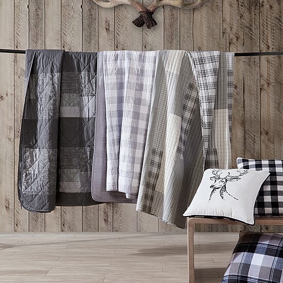 Eddie Bauer Cabin Plaid Stag Head Square Throw Pillow