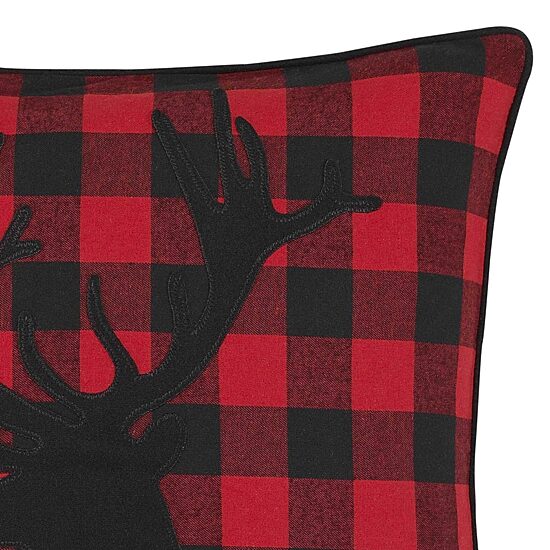 Eddie Bauer Cabin Plaid Stag Head Square Throw Pillow