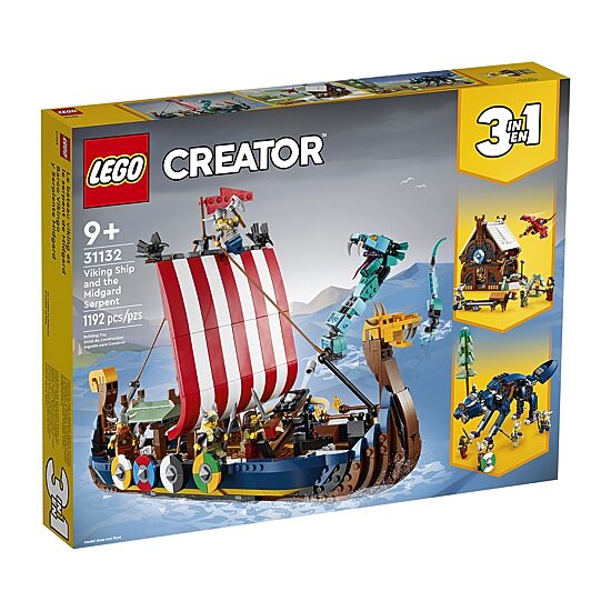 LEGO Creator 3in1 Viking Ship and the Midgard Serpent 31132 Building Set (1192 Pieces)
