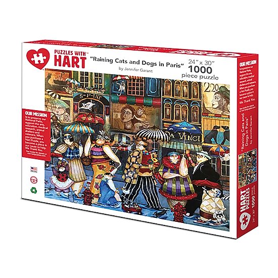 Hart Puzzles Raining Cats And Dogs In Paris By Jennifer Garant, 24 X 30 1000 Piece Puzzle