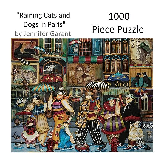 Hart Puzzles Raining Cats And Dogs In Paris By Jennifer Garant, 24 X 30 1000 Piece Puzzle