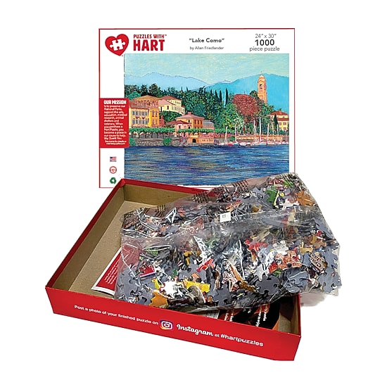 Hart Puzzles Lake Como by Allan Friedlander, 24 x 30 1000 Piece Puzzle
