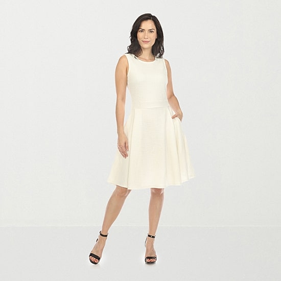 White Mark Womens Crew Neck Sleeveless Fit + Flare Dress