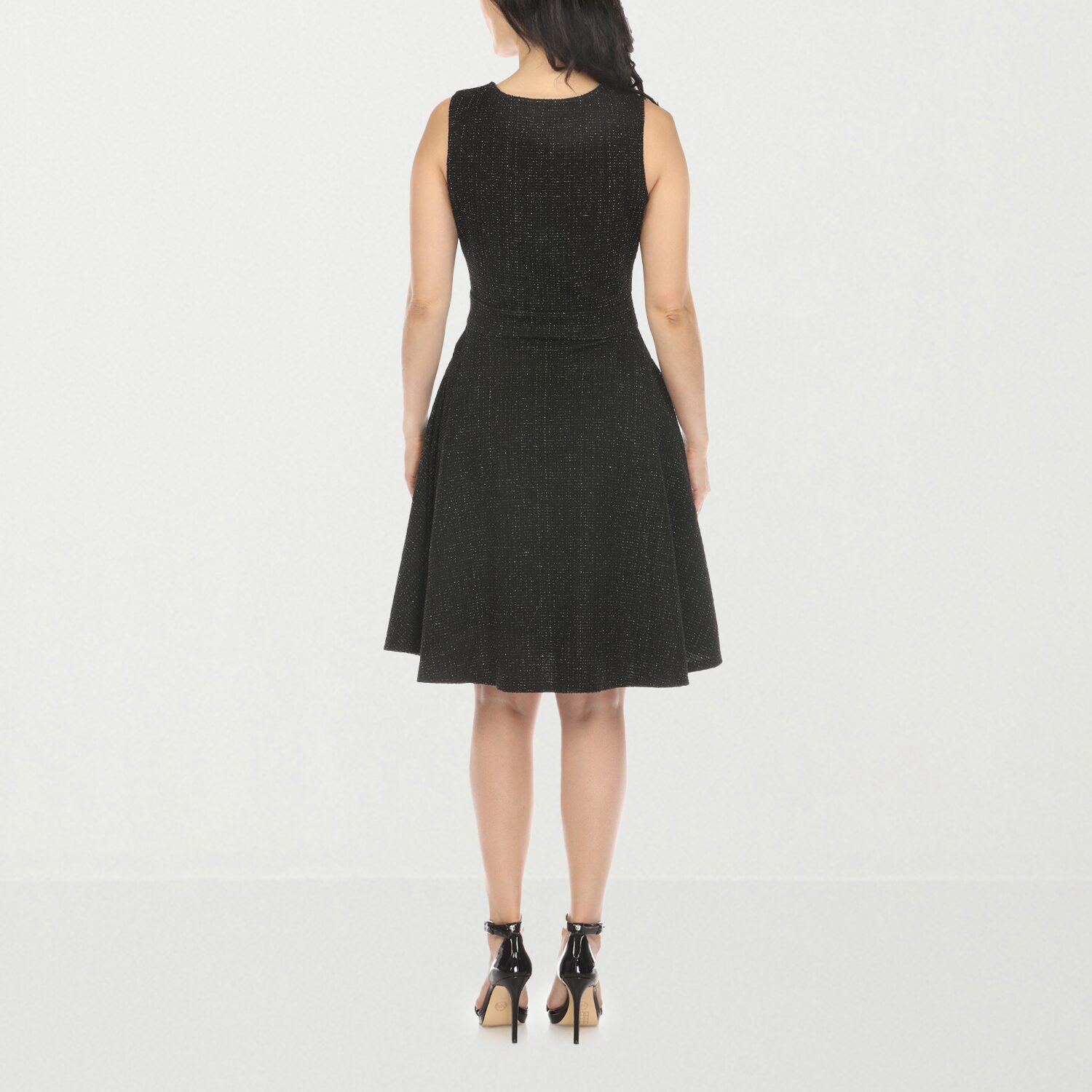 White Mark Womens Crew Neck Sleeveless Fit + Flare Dress