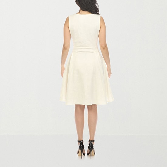 White Mark Womens Crew Neck Sleeveless Fit + Flare Dress