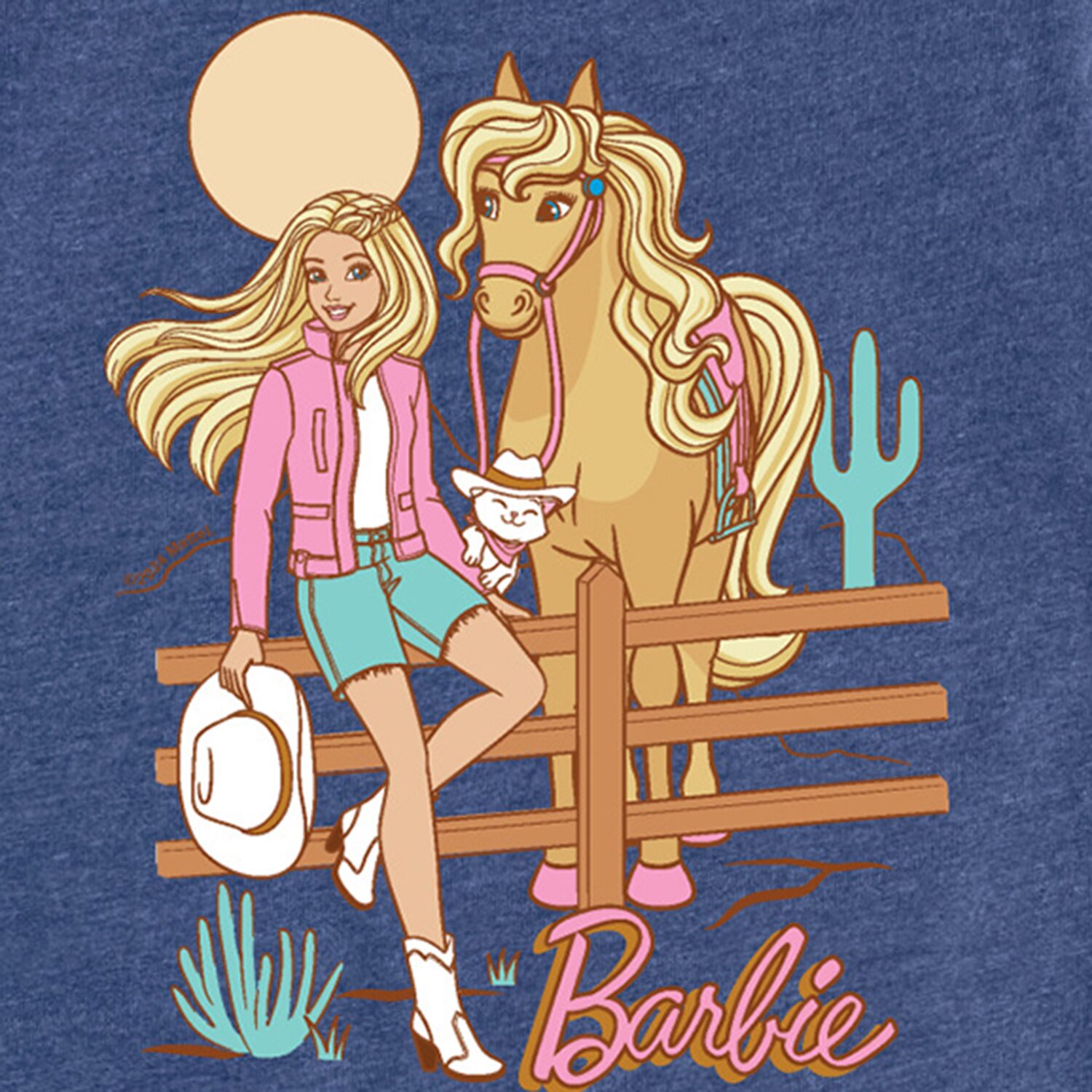 Desert Cowgirl Big Kid Girls Crew Neck Short Sleeve Classic Fit Barbie Graphic T-Shirt