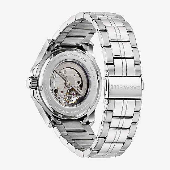 Caravelle Designed By Bulova Mens Silver Tone Stainless Steel Bracelet Watch 43a159
