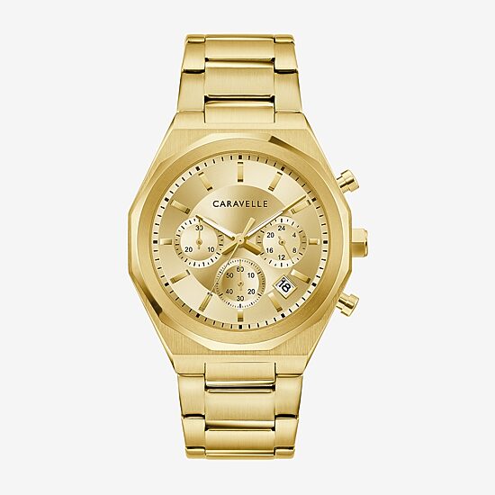 Caravelle Designed By Bulova Mens Gold Tone Stainless Steel Bracelet Watch 44a123