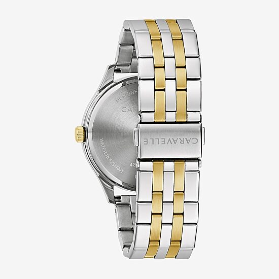 Caravelle Designed By Bulova Mens Two Tone Stainless Steel Bracelet Watch 45b162