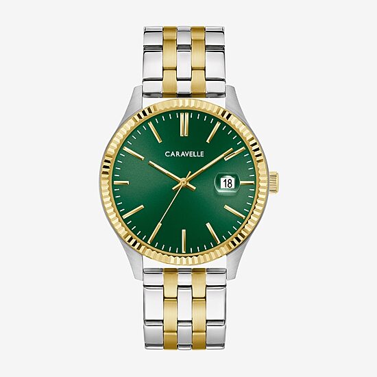 Caravelle Designed By Bulova Mens Two Tone Stainless Steel Bracelet Watch 45b162