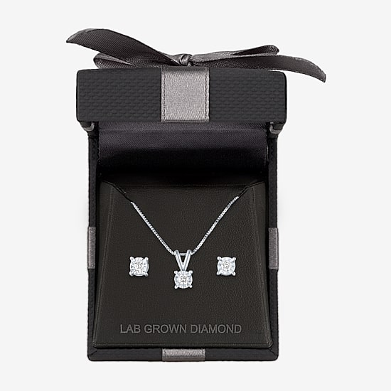 (G-H / I1-I2) Womens 1/3 CT. T.W. Lab-Grown Diamond Sterling Silver Round 2-pc. Jewelry Set