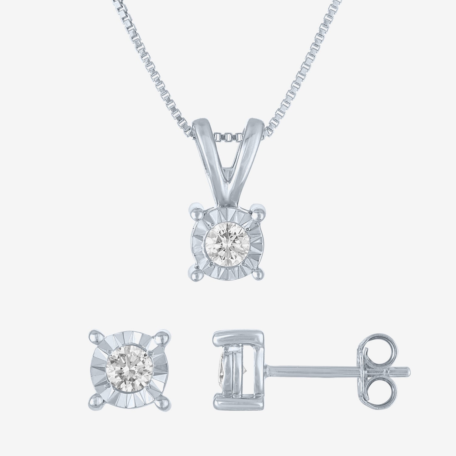 (G-H / I1-I2) Womens 1/3 CT. T.W. Lab-Grown Diamond Sterling Silver Round 2-pc. Jewelry Set