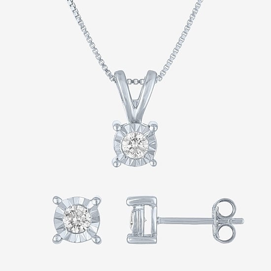 (G-H / I1-I2) Womens 1/3 CT. T.W. Lab-Grown Diamond Sterling Silver Round 2-pc. Jewelry Set