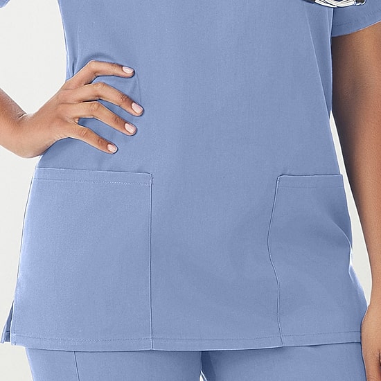 Fundamentals By White Swan 14700 2-Pocket Womens V Neck Short Sleeve Scrub Top