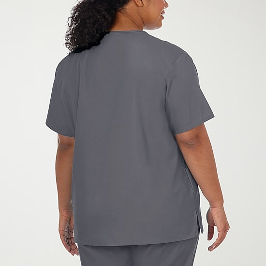 Fundamentals By White Swan 14700 2-Pocket Womens Plus V Neck Short Sleeve Scrub Top