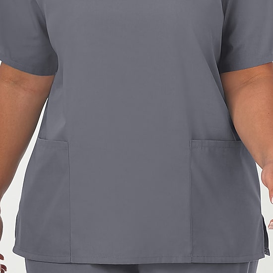Fundamentals By White Swan 14700 2-Pocket Womens Plus V Neck Short Sleeve Scrub Top