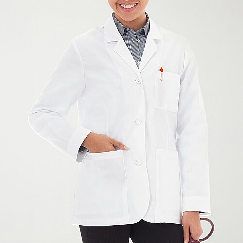 Meta Labwear 738 28" Consultation" Womens Long Sleeve Lab Coat, 10, White