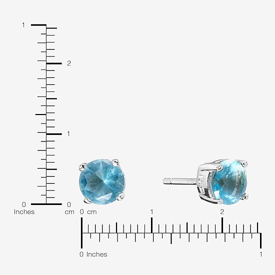 Silver Treasures Blue Cubic Zirconia Sterling Silver 7.1mm Stud Earrings