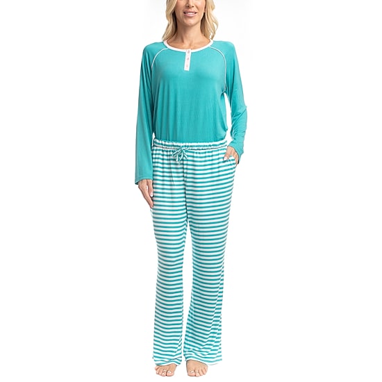 GoodNight Kiss Womens Long Sleeve 2-pc. Pajama Set