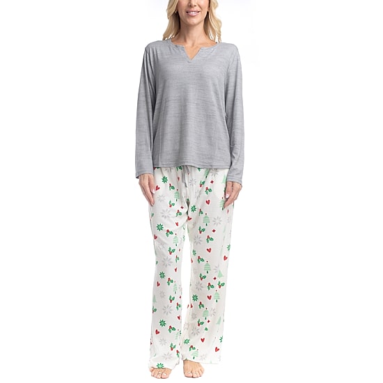 GoodNight Kiss Womens Long Sleeve 2-pc. Pajama Set
