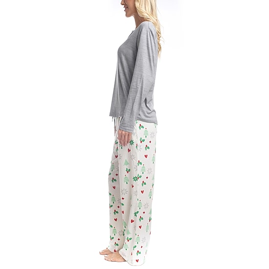GoodNight Kiss Womens Long Sleeve 2-pc. Pajama Set