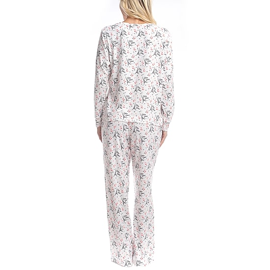 GoodNight Kiss Womens V-Neck Long Sleeve 2-pc. Pajama Set