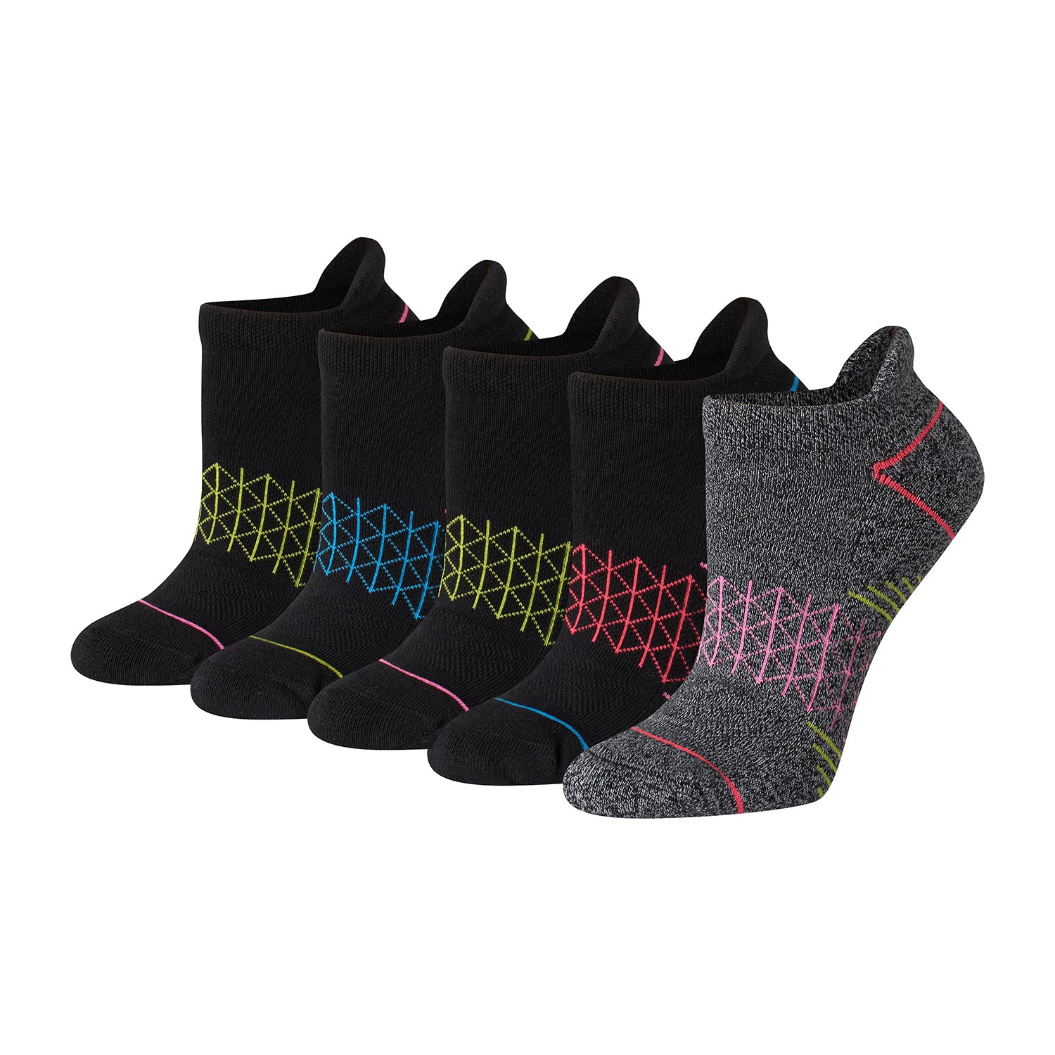 Hanes Absolute Active Heel Tab Womens 5 Pair No Show Socks