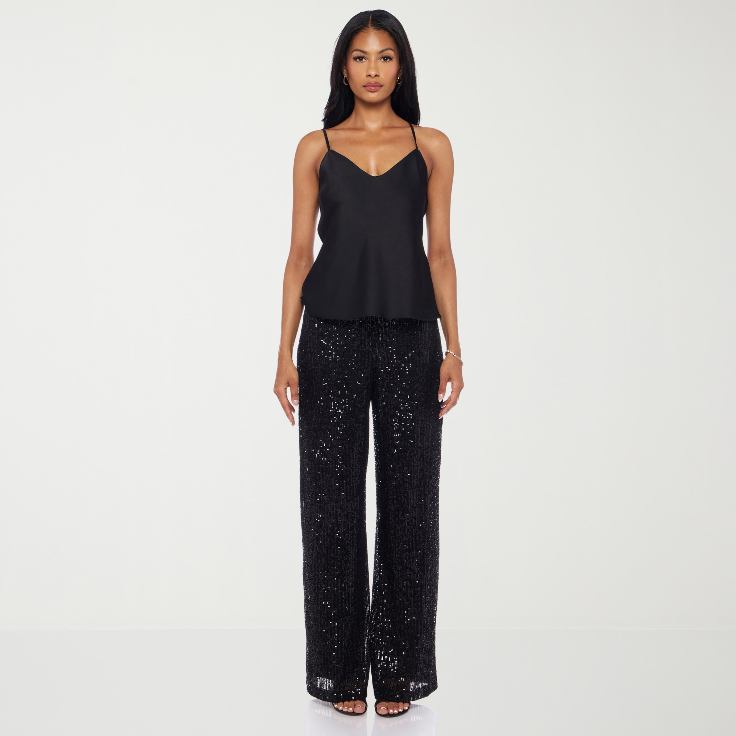 Premier Amour Womens Straight Pull-On Sequin Pant