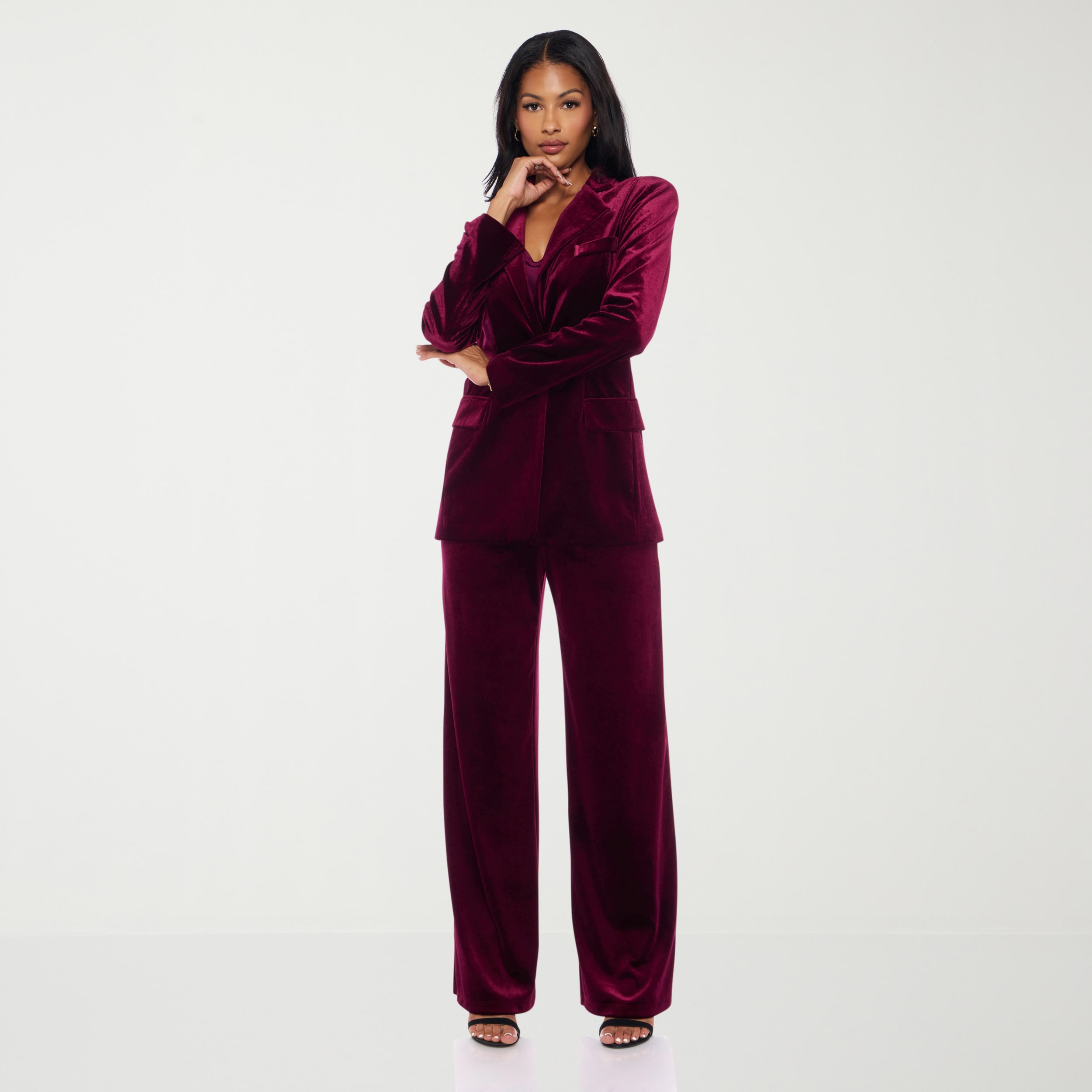 Premier Amour Womens Stretch Fabric Fitted Blazer