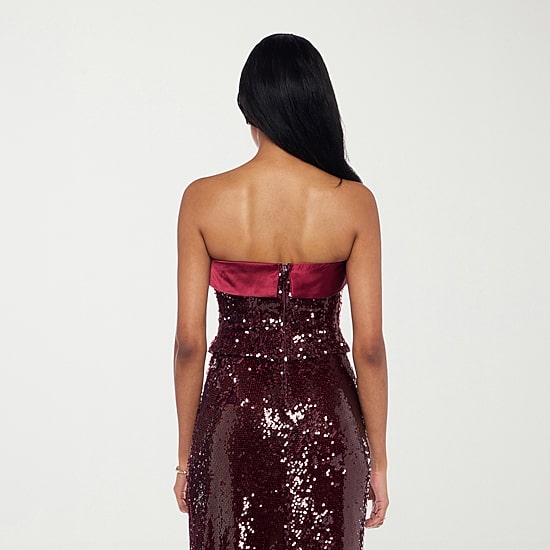Premier Amour Womens Strapless Sequin Blouse