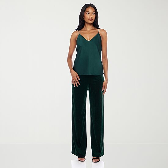 Premier Amour Womens Straight Mid Rise Velvet Pull-On Pant