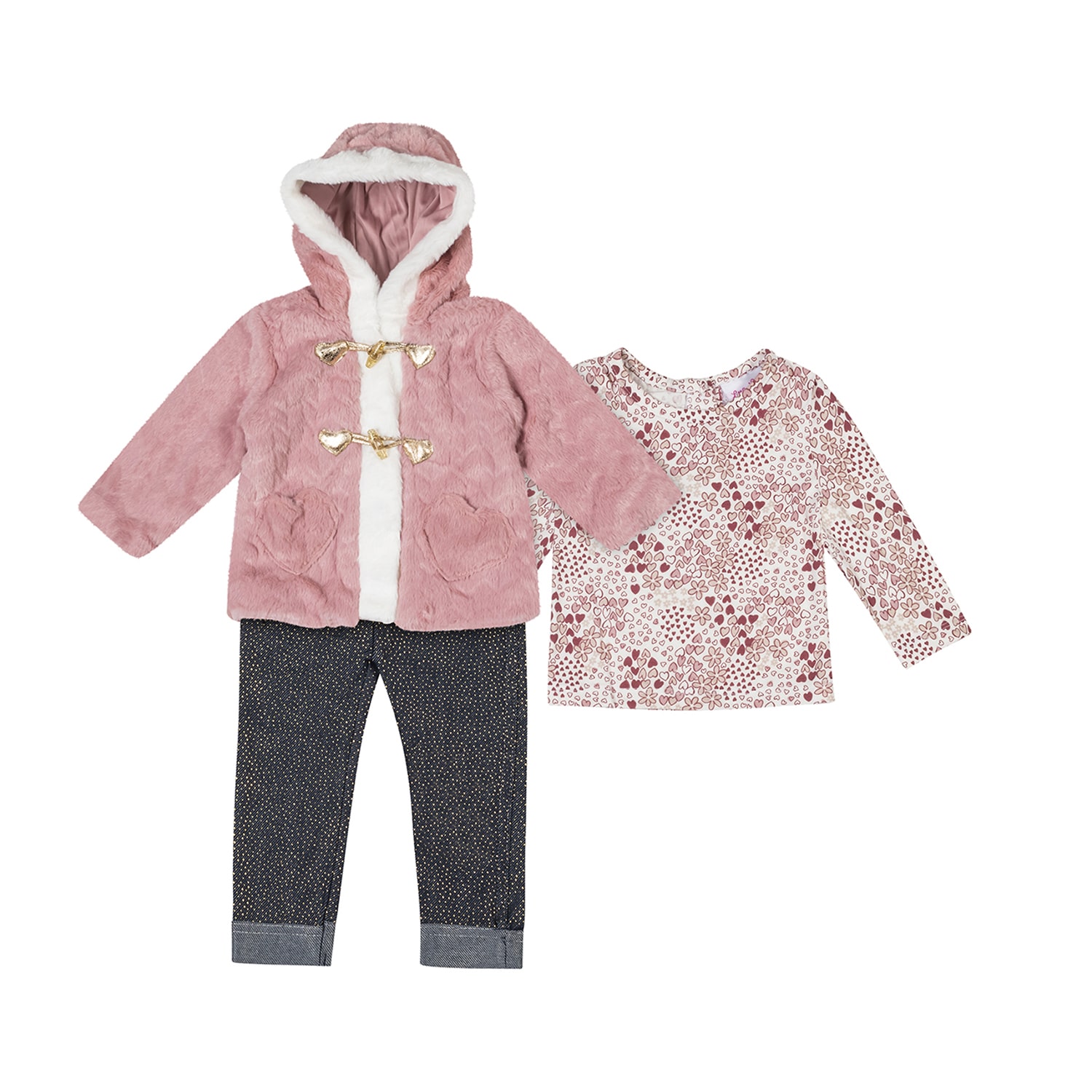 Little Lass Baby Girls Denim 3-pc. Pant Set