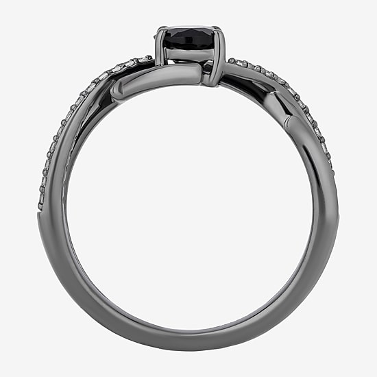 Enchanted Disney Fine Jewelry Maleficent (I,I2) Womens 1/8 CT. T.W. Genuine Black Onyx Sterling Silver Oval Maleficent Cocktail Ring